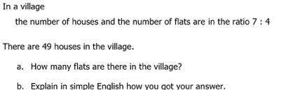 in a village the number of houses and the number of flats are in the ratio 7:4 there are 49 houses