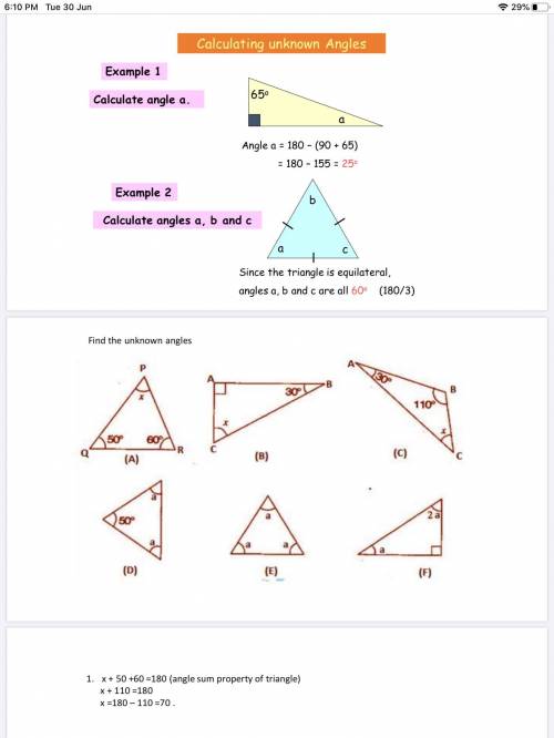 Solve this please, FIND THE UNKOWN ANGLES WITH STEPS