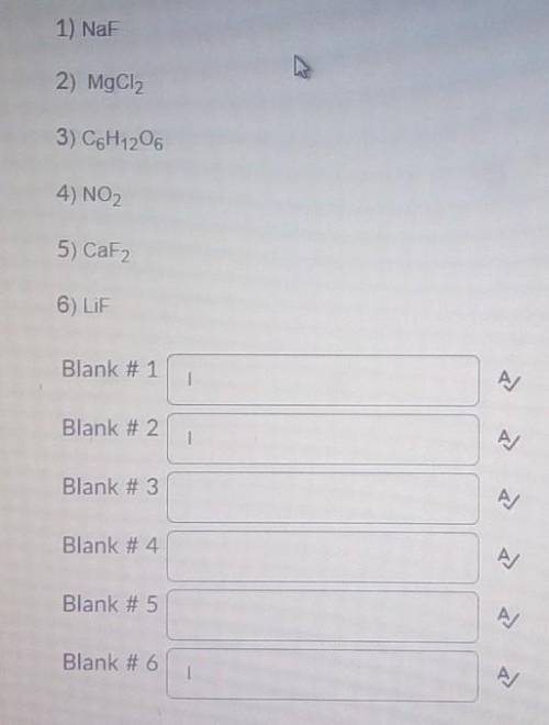 Can anyone just help me with these

Identify the following compounds as either ionic (I)or Covalen