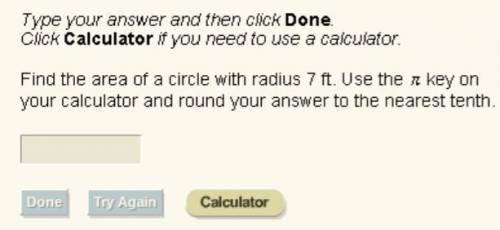 Find the area of a circle with radius 7 ft.