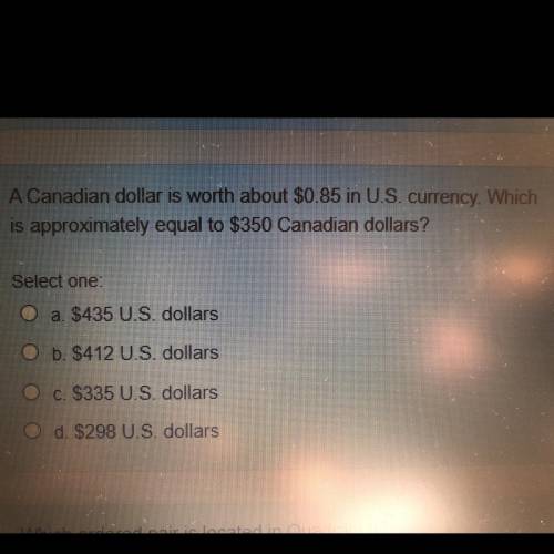 A Canadian dollar is worth about $0.85 in
