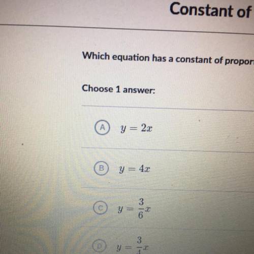 Which equation has a contant of proportionality equal to 1/2