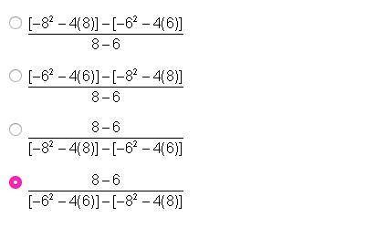Which expression below gives the average rate of change of the function g(x) = -x^2 - 4x on the int