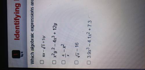 Which algebraic expressions are polynomials? Check all that apply. PLEASE HELP