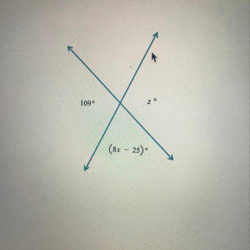 Given the figure below, find the value of x and z.