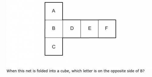 When this net is folded into a cube, which letter is on the opposite side of B? I will make you a b