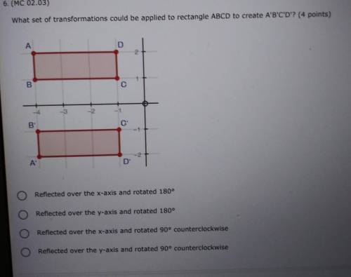 What set of Transformations could be applied to rectangle ABCD to create A'B'C'D'?