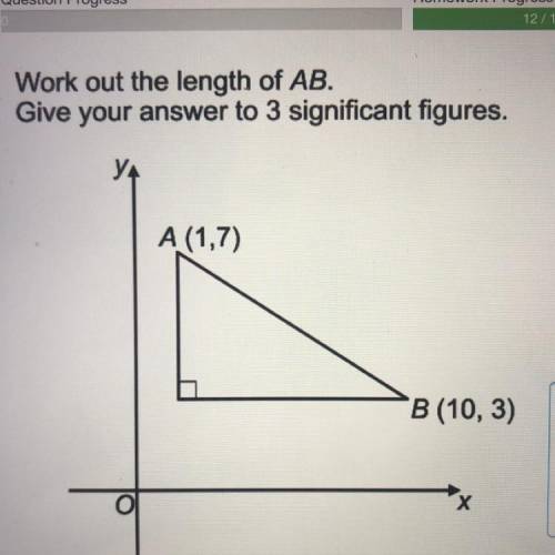 Work out the length of AB. Give your answer to 3 significant figures