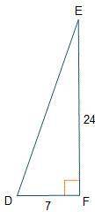 Which trigonometric ratio is correct for triangle DEF? (Hint: Use Pythagorean Theorem first) A.) Si