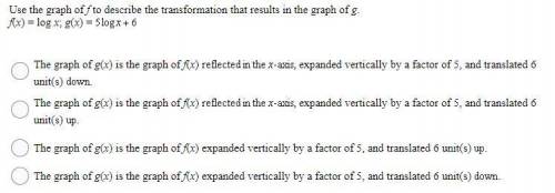 Use the graph of f to describe the transformation that results in the graph of g. f(x) = log x; g(x