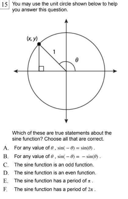 (Help Please It would be greatly appreciated) Which of these are true statements about the sine fun