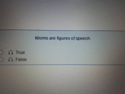 Idioms are figures of speech. True False