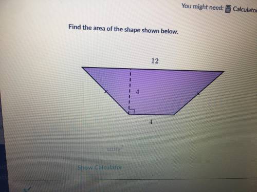 Find The Area Of The Shape Shown Below