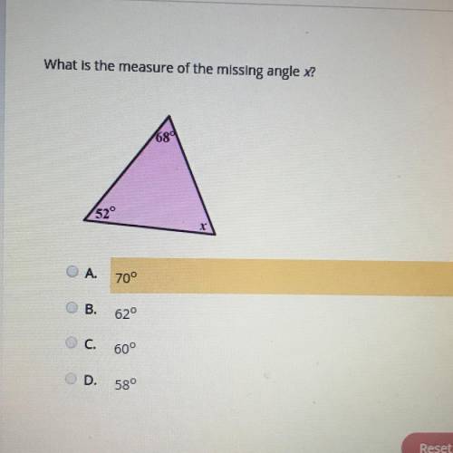 What is the measure of the missing angle x?