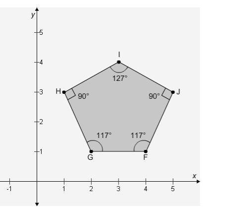 Select the correct answer from each drop-down menu. Polygon ABCDE rotates 45° clockwise about point
