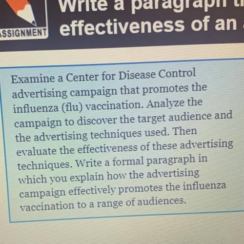 Write a paragraph that explains how the

advertising campaign effectively promotes the
influenza v