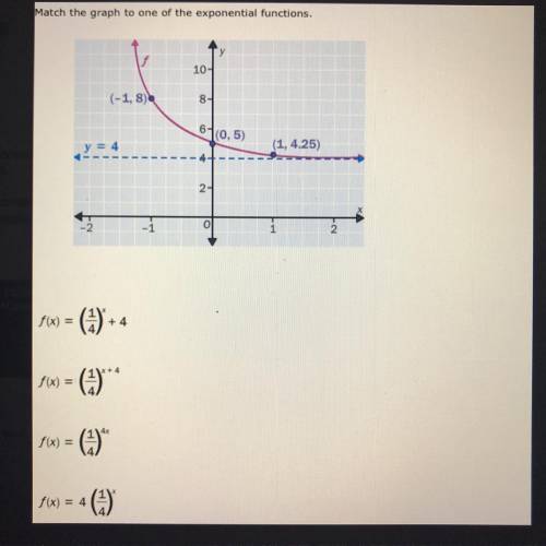 Help fast please ! Match the graph go one of the exponential functions