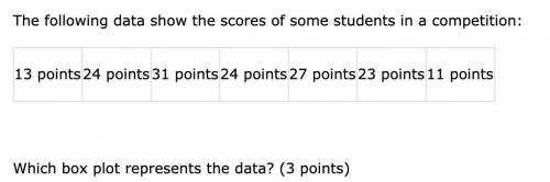 The following data show the scores of some students in a competition: 13 points 24 points 31 points