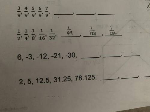 HELP WITH THIS QUESTION!!(will give thanks)(Your suppose to determine the pattern and then fill in