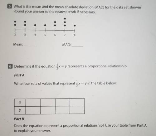 What is the mean and the mean absolute deviation (MAD) for the data set shown?

Round your answer