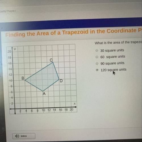 What is the area of the trapezoid?

30 square units
60 square units
90 square units
120 square uni