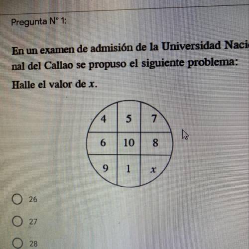 En un examen de admisión de la Universidad Nacio-

nal del Callao se propuso el siguiente problema