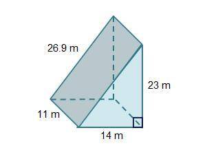 BRAINLIEST What is the volume of the right triangular prism, in cubic meters? Round to the nearest