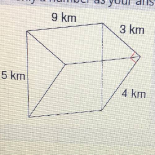 Find the lateral surface area in square kilometers, of the 3-dimensional figure shown below