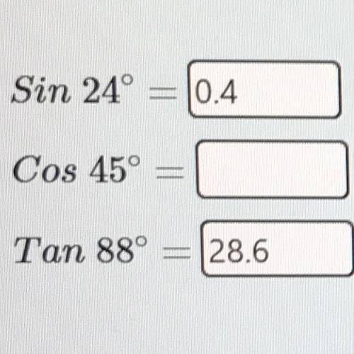 Use your calculator to find the value of each trig function below. Round to the tenth place.