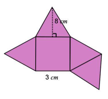 The net below makes a square pyramid. Find its surface area.