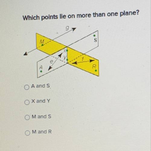 Which points lie on more than one plane?
O A ands
X and Y
O Mands
M and R