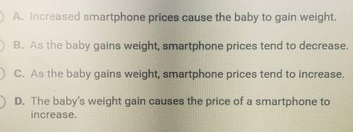 Suppose the correlation coefficient between a baby's weight and the price of a smartphone is 0.87.