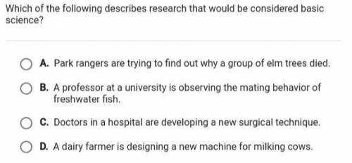 Which of the following describes research that would be considered basic science