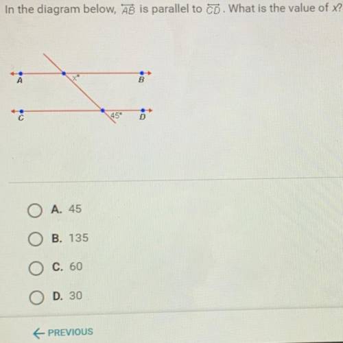 In the diagram below, AB is parallel to cd what is the value of x?