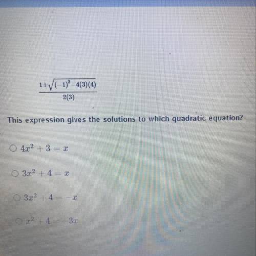 This expression gives the solutions to which quadratic equation?