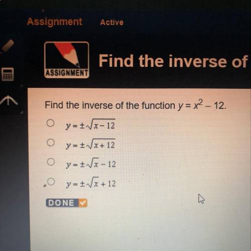 Find the inverse of the function y=X^2-12