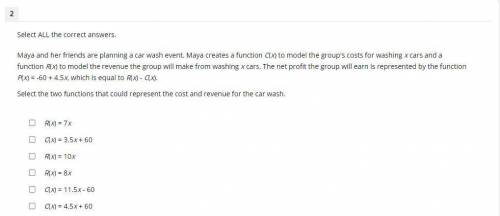 Maya and her friends are planning a car wash event. Maya creates a function C(x) to model the group
