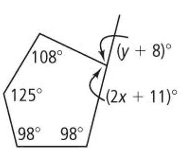 PLEASE HELP! Given the figure below, what are the values of x and y?