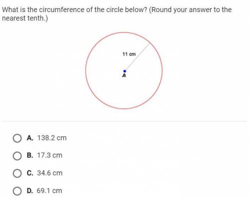 What is the circumference of the circle below? (Round your answer to the nearest tenth.)