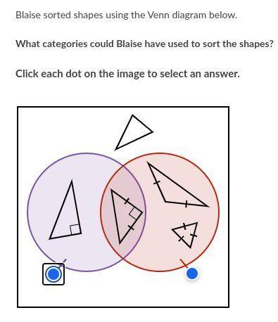 Blaise sorted shapes using the Venn diagram below.

What categories could Blaise have used to sort