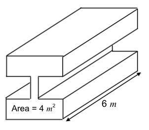 The diagram shows a solid metal prism used as a structure for a roof. The metal has a mass of 1200