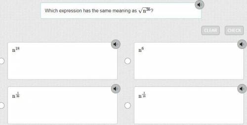 Which expression has the same meaning as √n^36?