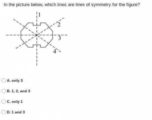 In the picture below, which lines are lines of symmetry for the figure?