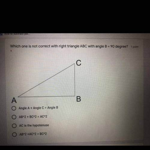 Which one is not correct with right triangle ABC with angle B=90 degree