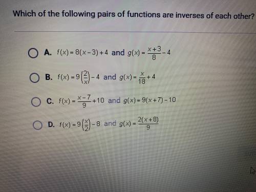 Which of the following pairs of functions are inverses of each other?