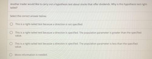 Another trader would like to carry out a hypothesis test about stocks that offer dividends. Why is