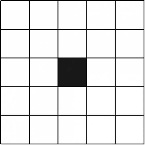 The $5\times 5$ grid shown contains a collection of squares with sizes from $1\times 1$ to $5\times