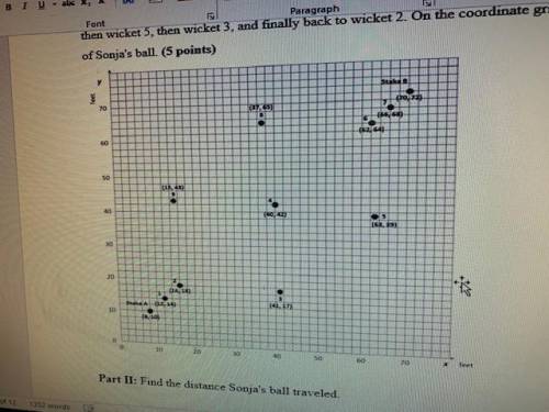 The coordinate grid below displays the stakes and wickets of the croquet course. Sonja warmed up by