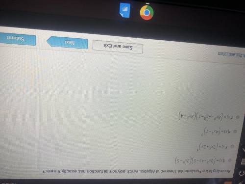 According to the fundamental theorem of algebra which polynomial function has exactly 8 roots