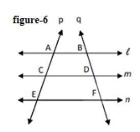 . In the adjoining fig-6 , name a) any 4 pairs of intersecting lines. b) 3 non – collinear points c